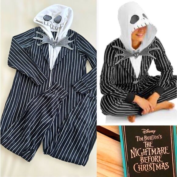 Disney The Nightmare Before Christmas Jack Skellington hooded Union suit  Costum - Picture 1 of 15